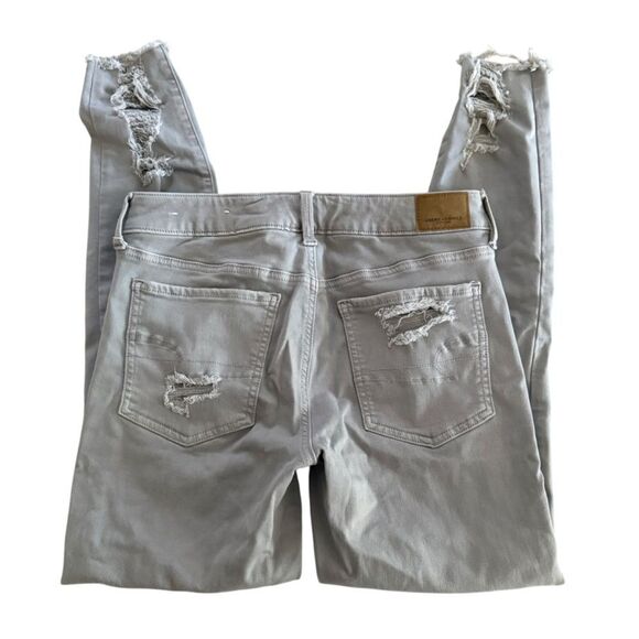 American Eagle Super Stretch X Women's Grey Distressed Jeggings Size 8 - Picture 5 of 10